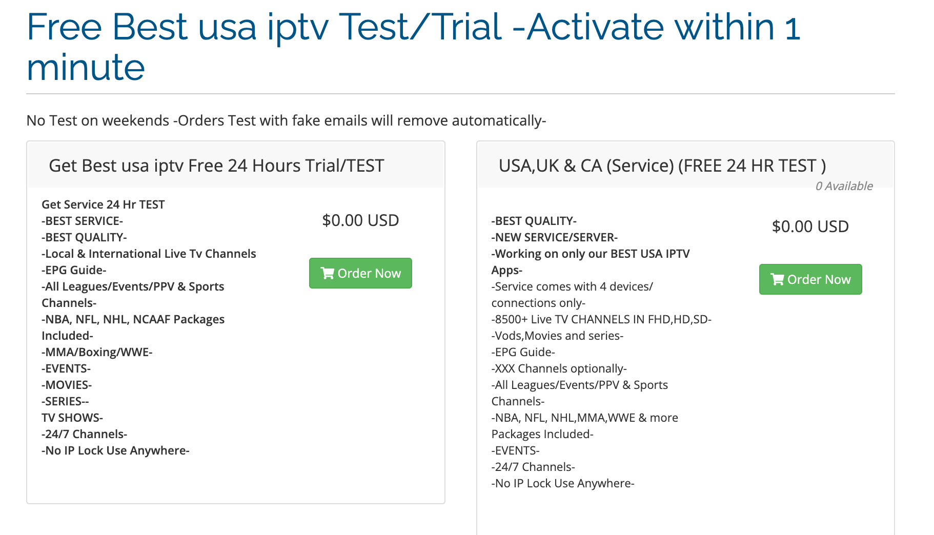 BEST USA IPTV TEST , TRIAL